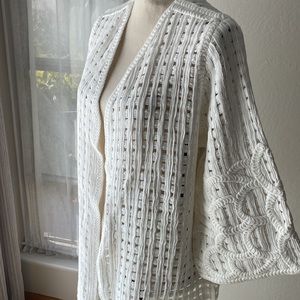 Alfani muslin kimono style open cardigan size large white